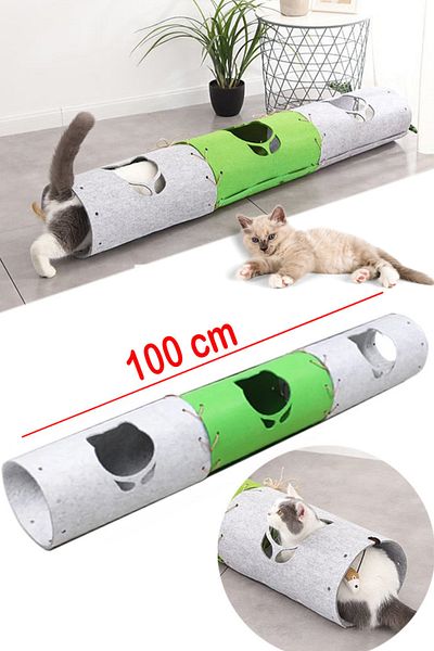 KAŞIKBEY 100cm Kb8 - 3-Piece Splicable Functional Long Cat Tunnel Animal Toy