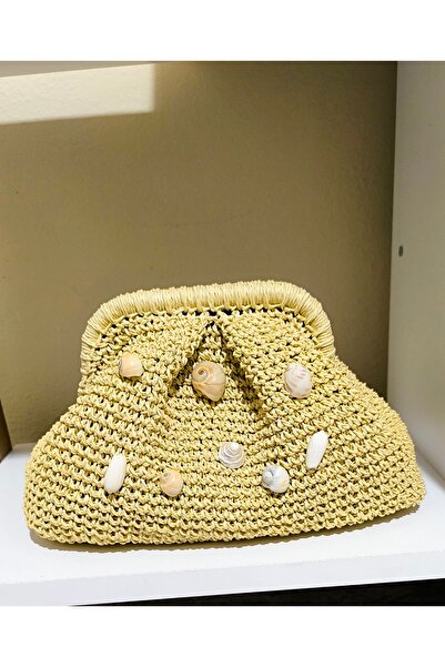 Knittingworld Hasır çanta, kağıt ip çanta, clutch çanta, portföy çanta, plaj ...