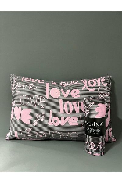 Pamuku Love Patterned Extra Large Elastic Bed Sheet Set