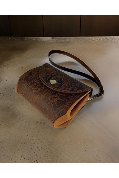 TeriArte Genuine Patterned Leather Women's Wallet, Real Leather Wallet, Strap Wallet, Carrying Bag, Gift Wallet