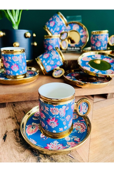 CASA DE BELLA Lacivert 6 Kişilik Porselen Kahve Fincanı