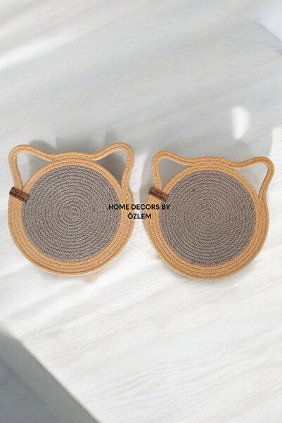 home decors by özlem مجموعة مكونة من قطعتين من سجادات القش الصغيرة للقطط والك...