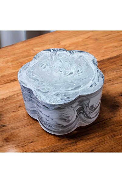 MERMER DESENLİ YONCA EL YAPIMI SOYA MUMU BETON MUMLUKTA