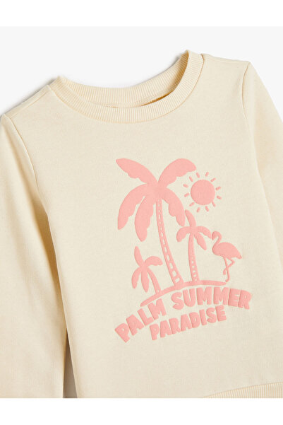 Koton Φούτερ με καλοκαιρινό εμπριμέ, μακρυμάνικο, βαμβακερό λαιμόκοψη