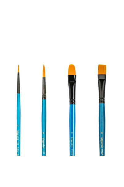Bigpoint Series 111 & 210 Set of 4 Synthetic Bristle Brushes - Round and Cut Tip