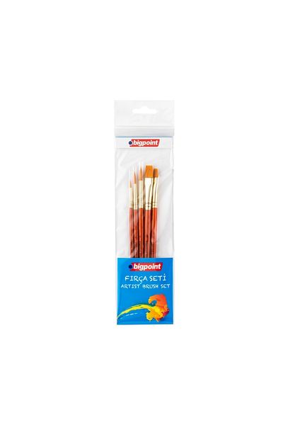 Bigpoint 985 Series Set of 5 Synthetic Bristle Brushes - Round and Flat Cut Tip
