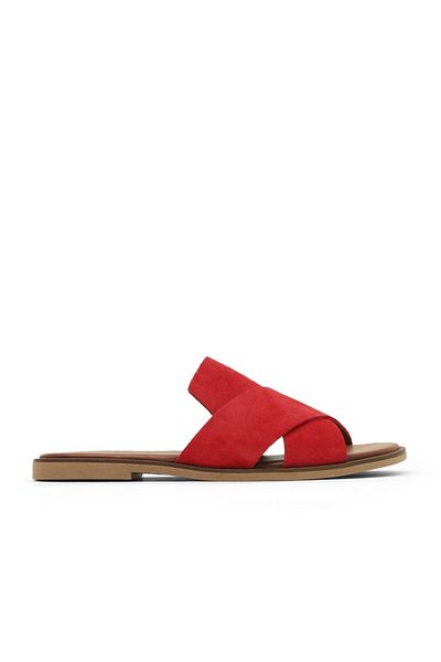 Bueno Shoes Papuci plati pentru femei Alf Suede rosii 01wa5710