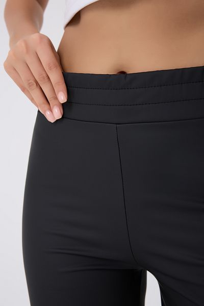 MODANTY Women's Matte Flared Leg Fleece Winter Leather Leggings