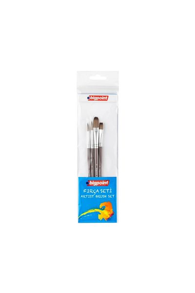 Bigpoint 984 Series - Set of 4 Round Bristle Brushes with Cat Tongue and Flat Cut Tip