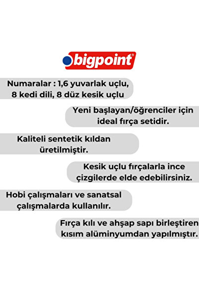 Bigpoint Series 111 & 210 Set of 4 Synthetic Bristle Brushes - Round and Cut Tip