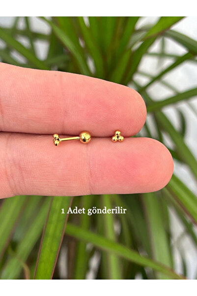 Karınca Piercing Cerrahi Çelik Kulak Flat Kıkırdak Helix Orbital Conch Tragus Piercing Küpe Alerji Yapmaz Üç Top