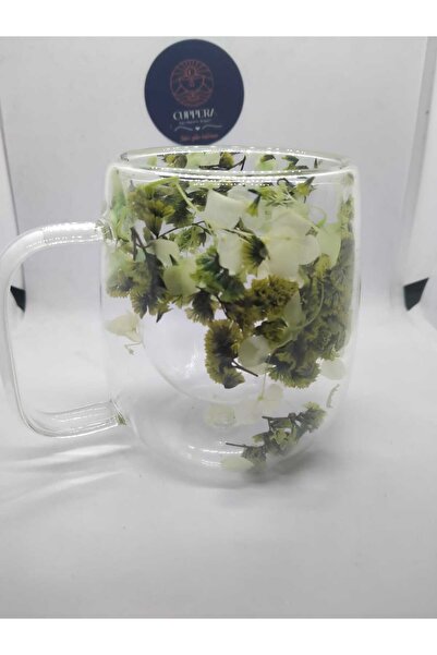CUPPERA Isıya Dayanıklı Çift Cidarlı Kurutulmuş Canlı Çiçekli Kupa