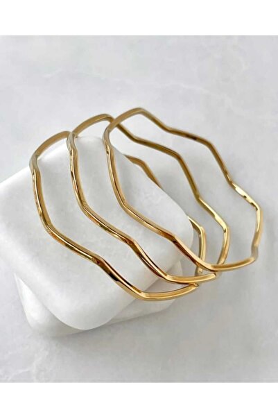 stainless steell 3'lü zikzak ajda çelik bileklik