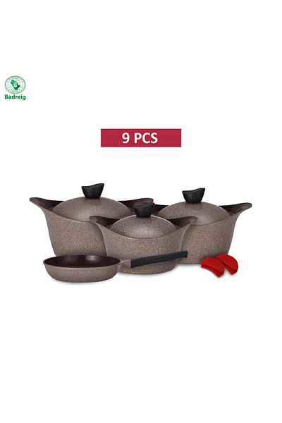 badreig LAHOYA CERAMIC COATED COOKWARE SET 9 PCS (BROUWN)