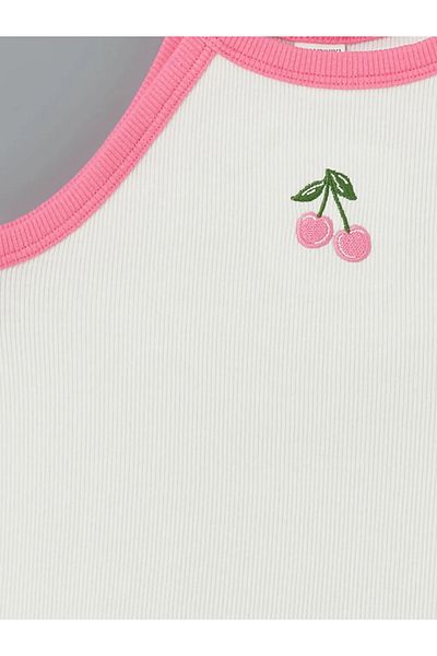 LC Waikiki Lcw Kids Ecru Halter Neck Embroidered Combed Cotton Girls' Undershirt