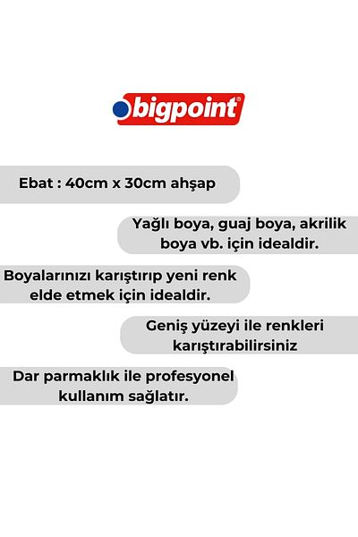 Bigpoint 40 cm Durable Wooden Oval Palette - Oil Paint and Acrylic Paint Detailed