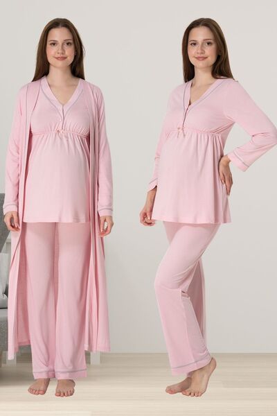 ByLohusa Effortt Pink Dressing Gown Maternity Pajama Set