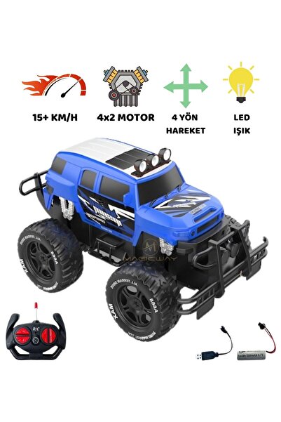 Magicway Uzaktan Kumandalı Şarjlı Offroad Rock Crawler Işıklı Araba 15 Km/H Hız Yapan Oyuncak 4x2 Büyük Jeep