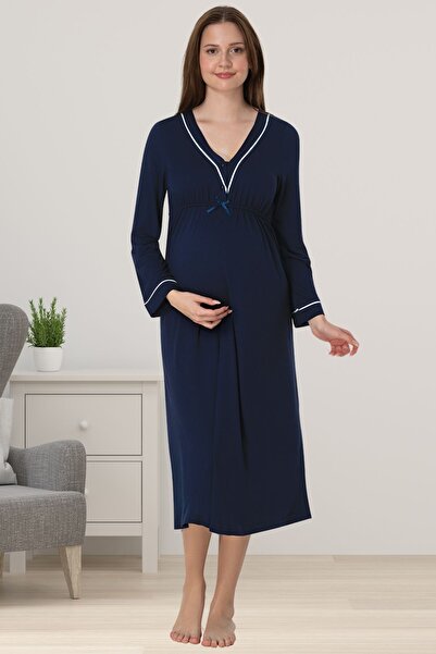 ByLohusa Effortt Lacivert Hamile Lohusa Gecelik