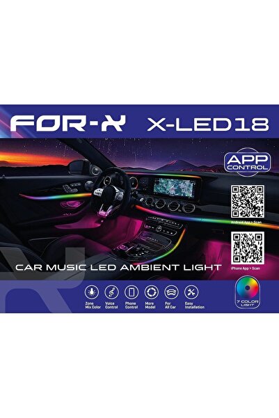 For-X For X X-led18 App Kontrollü Sese Duyarlı Rgb Araç Içi Ambians Led