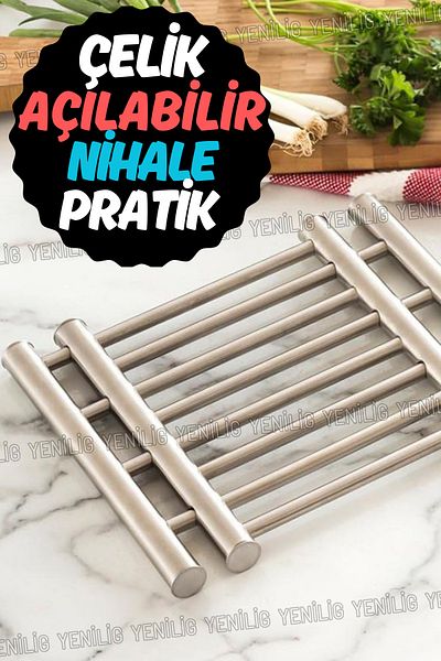 Yenilig Extendable Stainless Steel Pot Mat, Convenience in the Kitchen with Adjustable Size and Stylish Design