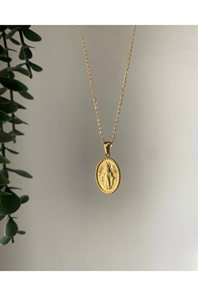 Claritas Takı Kadın Madalyon Meryem Ana Figür Çelik Kolye