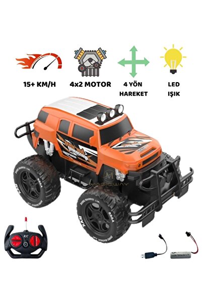 Magicway Uzaktan Kumandalı Şarjlı Offroad Rock Crawler Işıklı Araba 15 Km/H H...