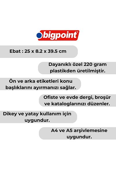 Bigpoint مجلد بلاستيكي متين متوافق مع مقاس A4 وA5، لون أحمر واستخدام عمودي/أفقي