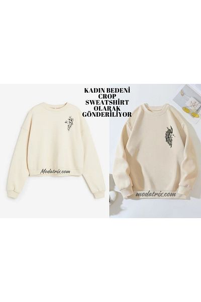 TİREde giyin Lion Couples Printed Lover Sweatshirt Combo,Lion Printed Women's Crop Sweatshirt