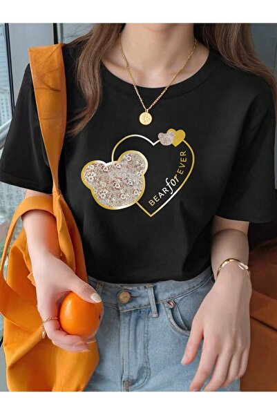 OVER HEAD Tricou oversize cu imprimeu Bear For Ever pentru femei