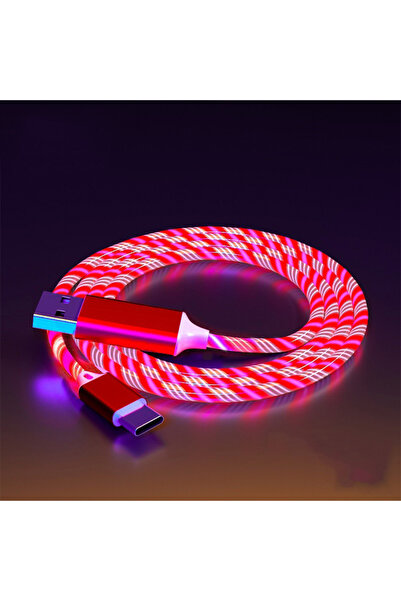 Choice كابل USB من النوع C بطول 1 متر مزود بمصباح LED أحمر مضيء لهاتف Samsung...