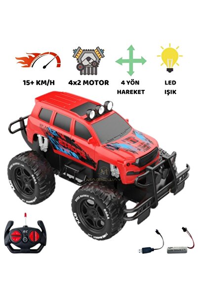 Magicway Uzaktan Kumandalı Şarjlı Offroad Rock Crawler Işıklı Araba 15 Km/H H...