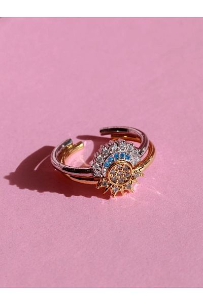 Claritas Takı Adjustable Moon and Sun Couple Ring