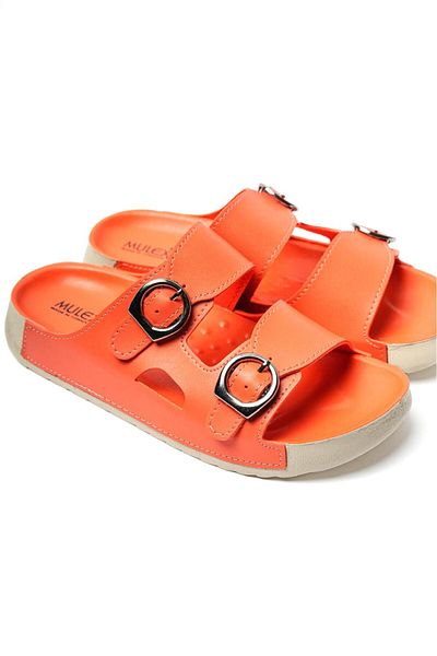 PUREFY Anatomical Women's Slippers - Young Mother's Slippers with Double Bands, Buckles and Lightweight Pomegranate Flower Pattern