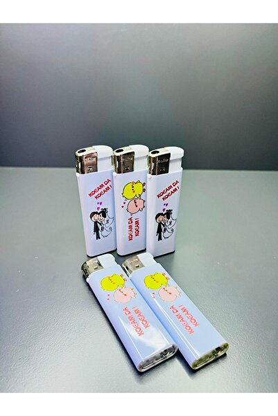 doğan hediyelik Karikatür Temalı 5 Farklı Renk ve Yazılı Doldurulabilir 5 Adet Çakmak