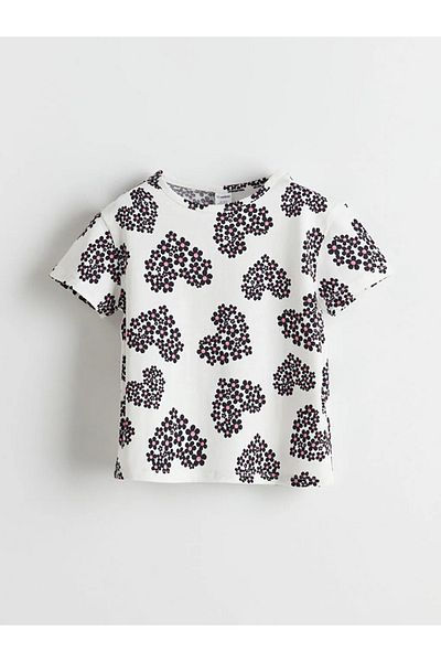 LC Waikiki LCW Kids Ecru Crew Neck Floral T-Shirt για κορίτσια 2 Συσκευασία