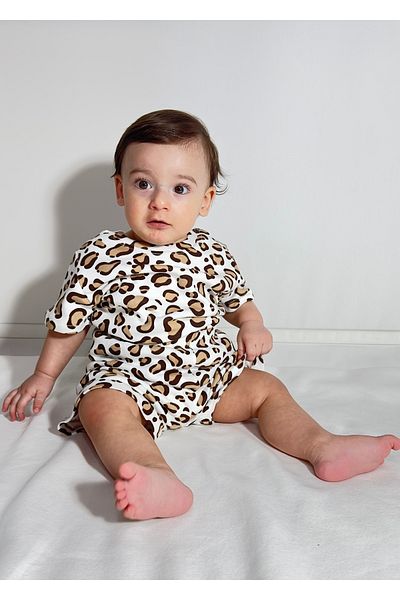 Drop Kids Mother Child Combination Pajama Set Leopard Pattern Short Shorts (Sold Separately)