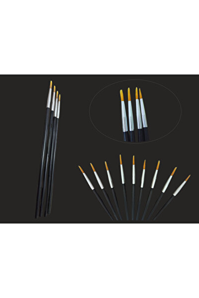 Anoffel Resim Fırçası 1 Numara Fırça Seti Guaj Sulu Akrilik Yağlı Boya Fırçaları 10 Adet