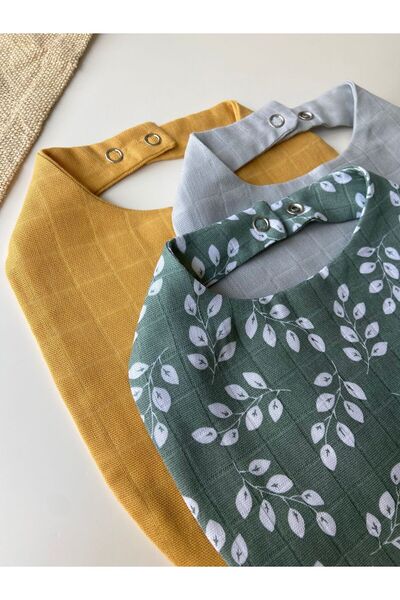 Canbutik Müslin Çift Katlı Mama-salya -aktivite Önlüğü 3 Adet