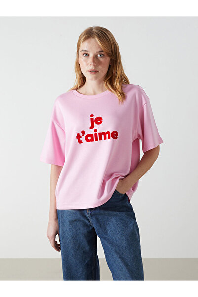 LC Waikiki Γυναικείο μπλουζάκι με στάμπα Crew Neck