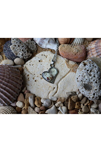 Tabiart Deniz Kabuklu Denizaltı Konseptli El Yapımı Kolye, Kalp Çerçeve (MEDİUM SİZE) (1 ADET)