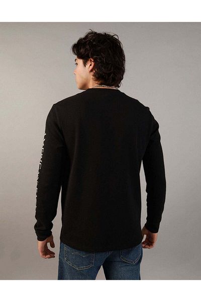 AMERICAN EAGLE بدلة رياضية حرارية بأكمام طويلة وشعار AE