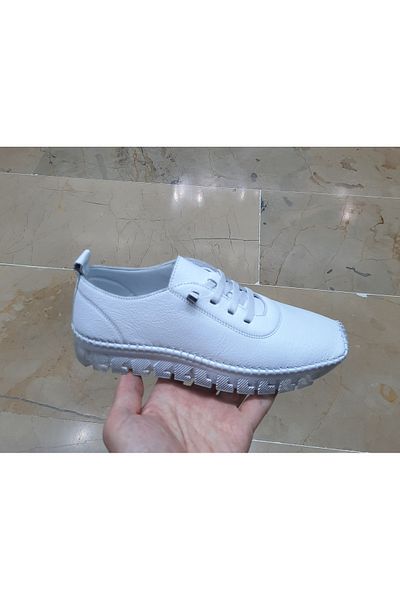 BRGL Women's Inner-Outside Genuine Leather Orthopedic Soft Folding Transparent Silicone Sole Daily Casual Shoes