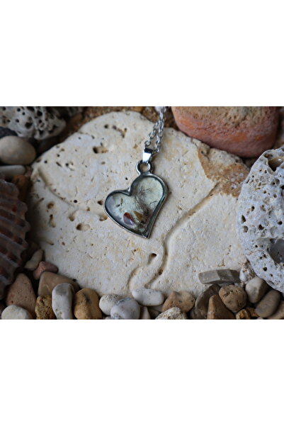 Tabiart Deniz Kabuklu Denizaltı Konseptli El Yapımı Kolye, Kalp Çerçeve (MEDİUM SİZE) (1 ADET)