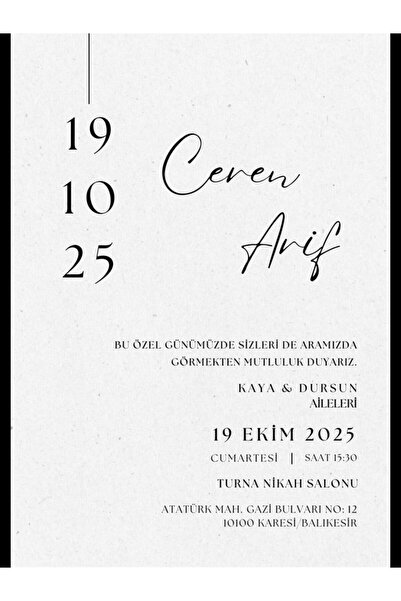 izmirdenet Düğün Davetiyesi , Nişan Davetiyesi , Kına Davetiyesi 50 Adet