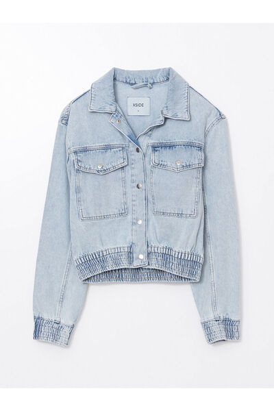 LC Waikiki Jachetă de jeans pentru femei cu guler de cămașă supradimensionată...