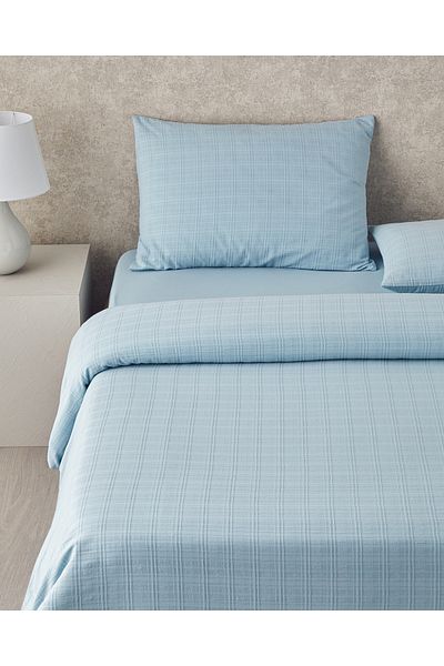 English Home Breezy Cotton Plaid Double Duvet Cover Set 200X220 cm Blue