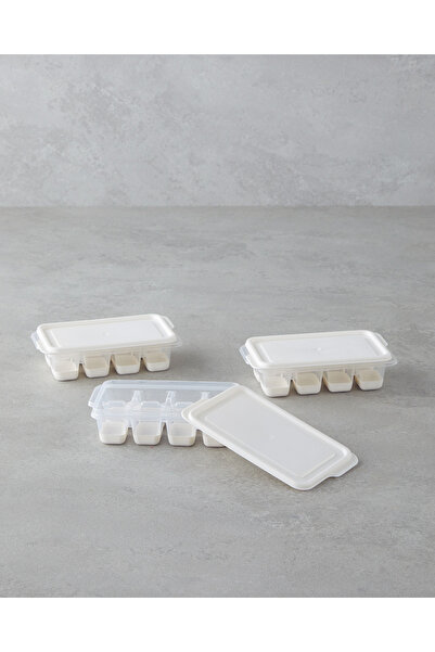 English Home Posuda Plastik 3’lü Mini Buz Kalıbı 7 x 12,5 x 3,5 cm Krem