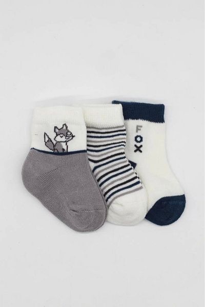 Eng Nessiworld Bistyle 3-Piece Combed Cotton Socks Bs10109 Gray