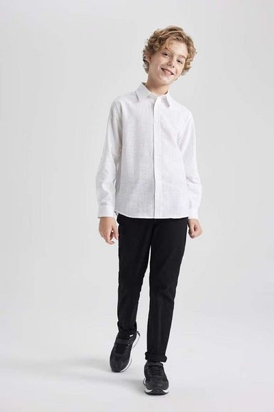 DeFacto Schwarze Gabardine Basic-Hose mit geradem Bein für Jungen X4224a624sm